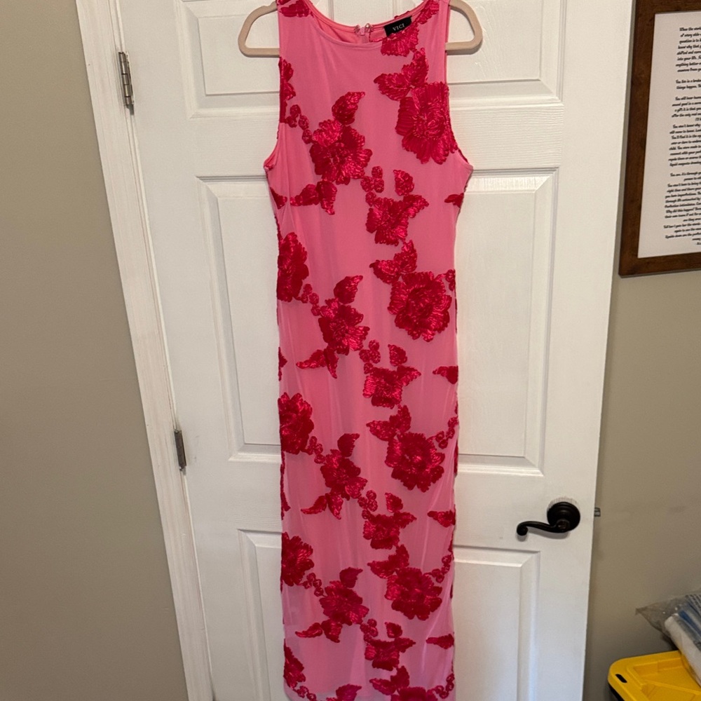 Vici Pink and Red Floral Maxi Dress